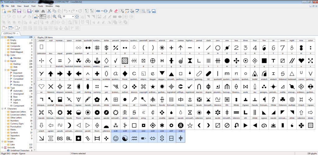 program lets you see font glyphs